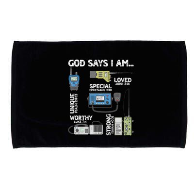 God Says I Am Ham Radio Lover Christian Microfiber Hand Towel