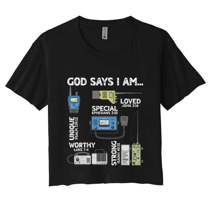 God Says I Am Ham Radio Lover Christian Crop Top
