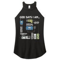 God Says I Am Ham Radio Lover Christian Women's Perfect Tri Rocker Tank
