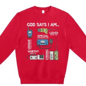 God Says I Am Ham Radio Lover Christian Premium Crewneck Sweatshirt