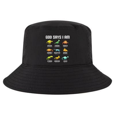 God Says I Am Dinosaurs Christian Cool Comfort Performance Bucket Hat