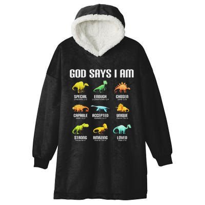 God Says I Am Dinosaurs Christian Hooded Wearable Blanket