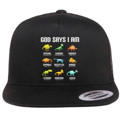 God Says I Am Dinosaurs Christian Flatbill Hat