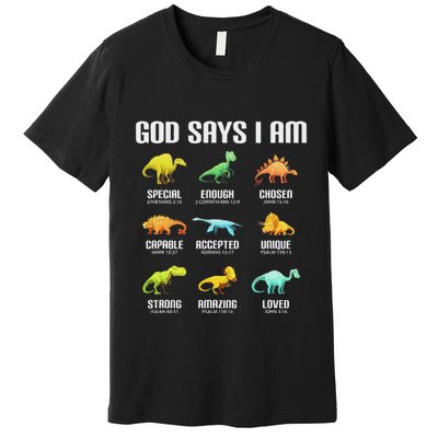 God Says I Am Dinosaurs Christian Premium T-Shirt