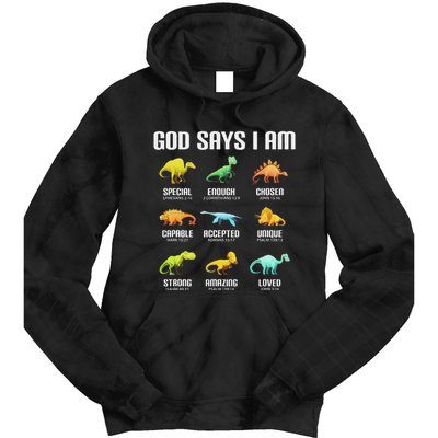 God Says I Am Dinosaurs Christian Tie Dye Hoodie