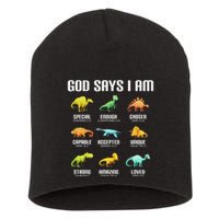 God Says I Am Dinosaurs Christian Short Acrylic Beanie