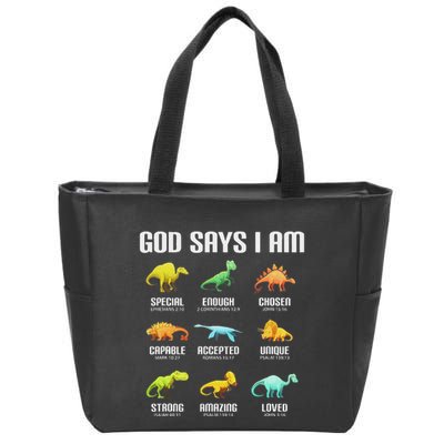 God Says I Am Dinosaurs Christian Zip Tote Bag
