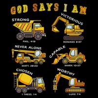 God Says I Am Construction Bible Verse Truck Cooling Performance Crew T-Shirt