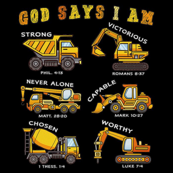 God Says I Am Construction Bible Verse Truck Cooling Performance Crew T-Shirt