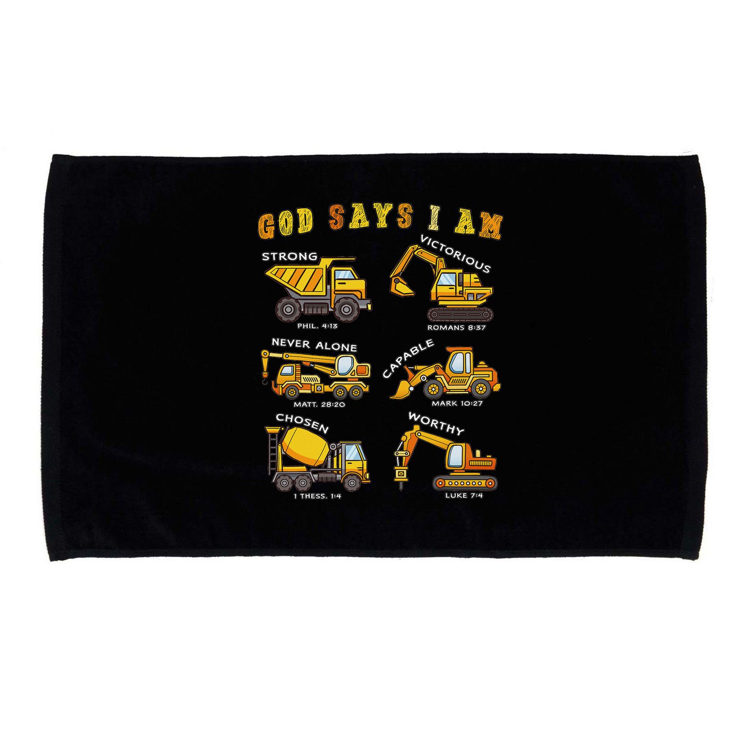 God Says I Am Construction Bible Verse Truck Microfiber Hand Towel