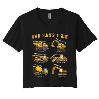 God Says I Am Construction Bible Verse Truck Crop Top