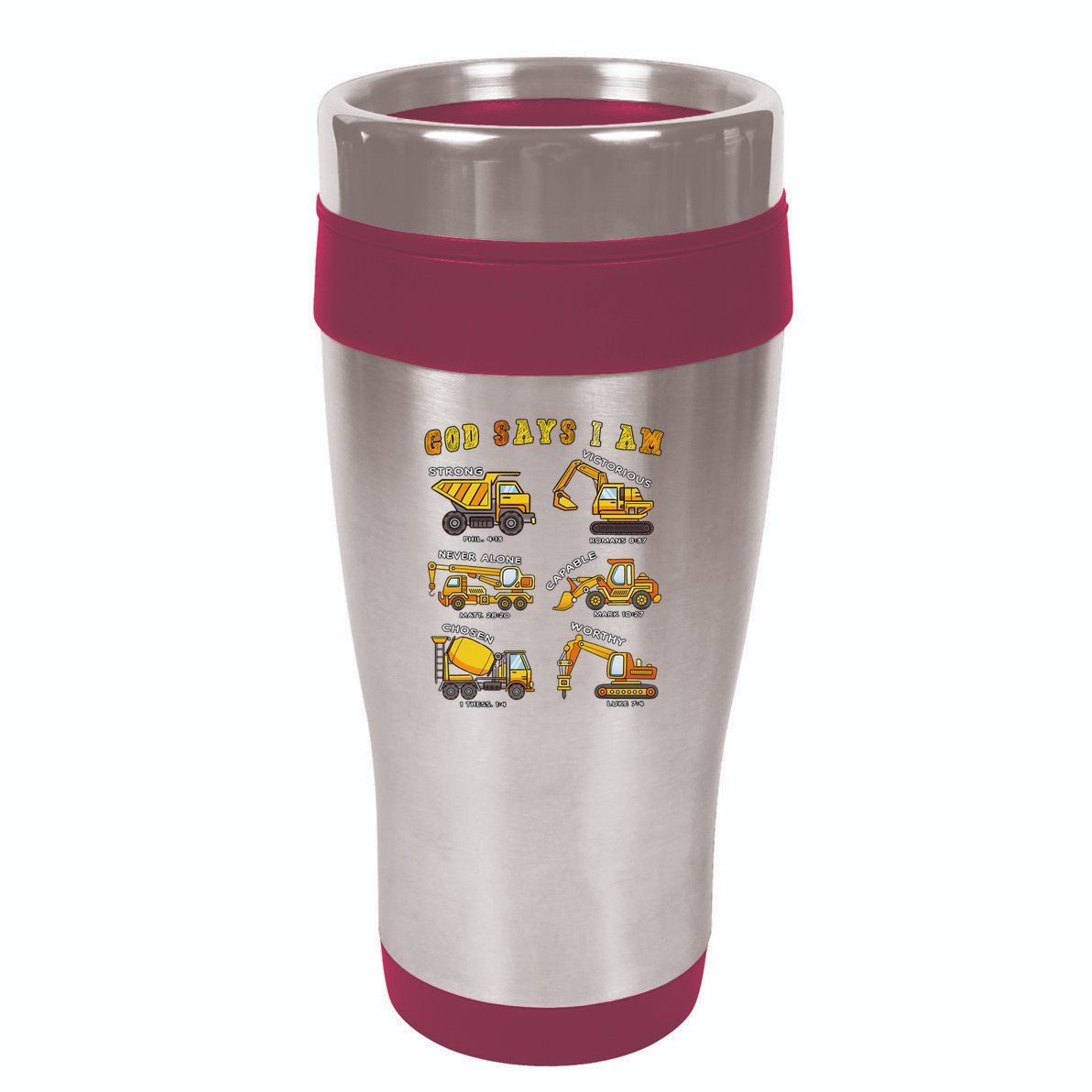 God Says I Am Construction Bible Verse Truck 16oz Travel Tumbler