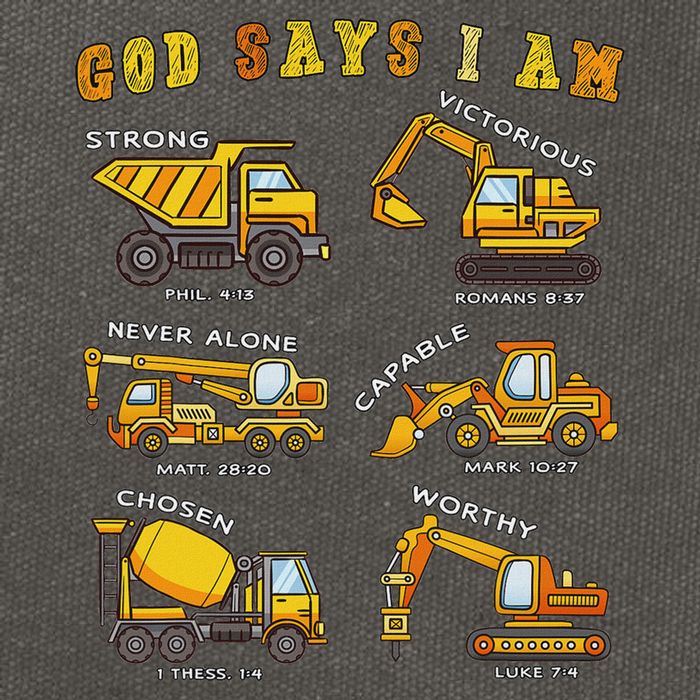 God Says I Am Construction Bible Verse Truck Cotton Canvas Backpack