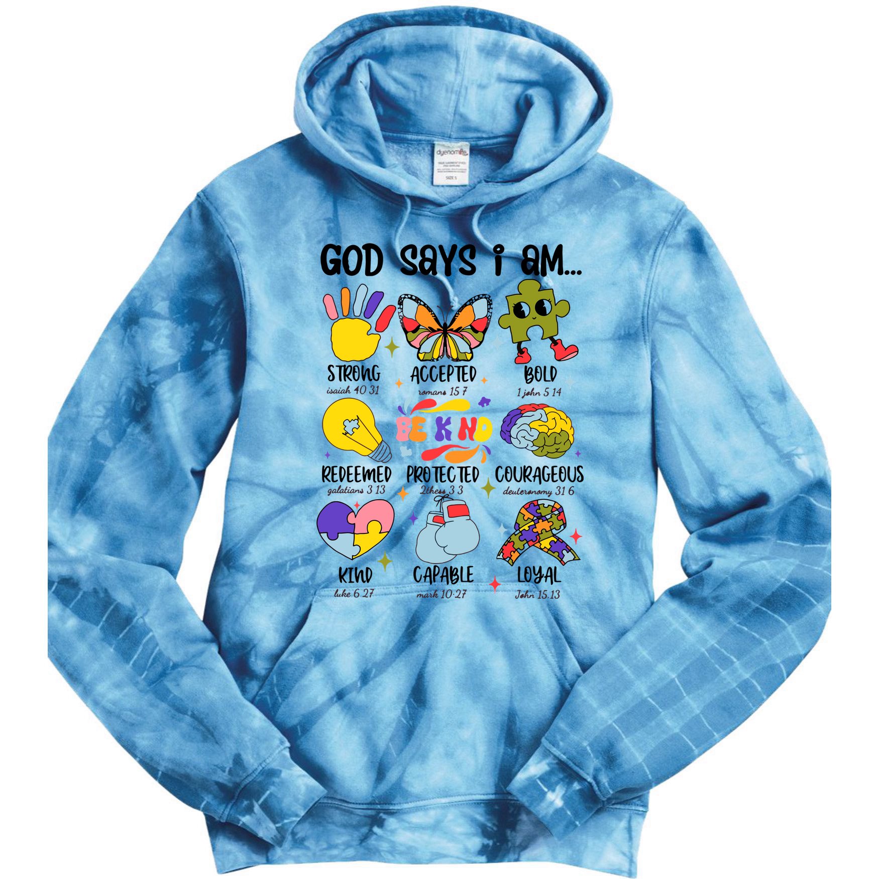 God Says I Am.. Christian Inspiration Retro Natural Infant Tie Dye Hoodie