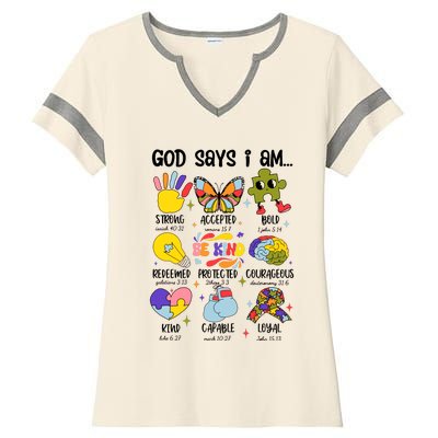 God Says I Am.. Christian Inspiration Retro Natural Infant Ladies Halftime Notch Neck Tee