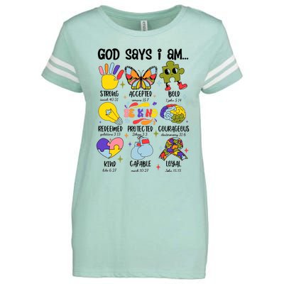 God Says I Am.. Christian Inspiration Retro Natural Infant Enza Ladies Jersey Football T-Shirt