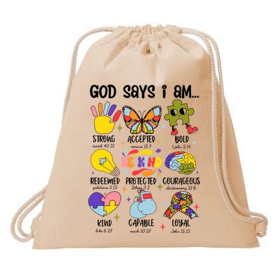 God Says I Am.. Christian Inspiration Retro Natural Infant Drawstring Bag