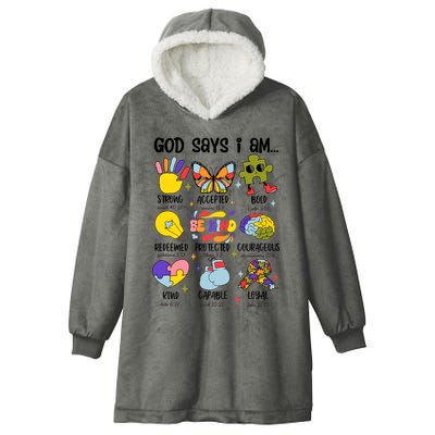 God Says I Am.. Christian Inspiration Retro Natural Infant Hooded Wearable Blanket
