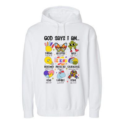 God Says I Am.. Christian Inspiration Retro Natural Infant Garment-Dyed Fleece Hoodie