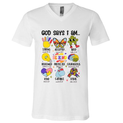 God Says I Am.. Christian Inspiration Retro Natural Infant V-Neck T-Shirt