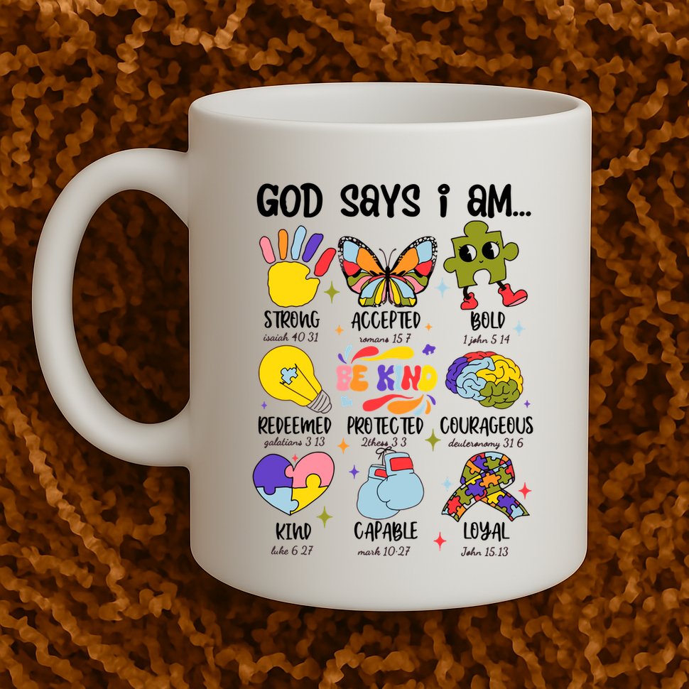 God Says I Am.. Christian Inspiration Retro Natural Infant Mug