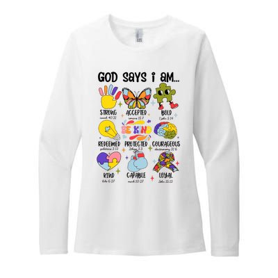 God Says I Am.. Christian Inspiration Retro Natural Infant Womens CVC Long Sleeve Shirt