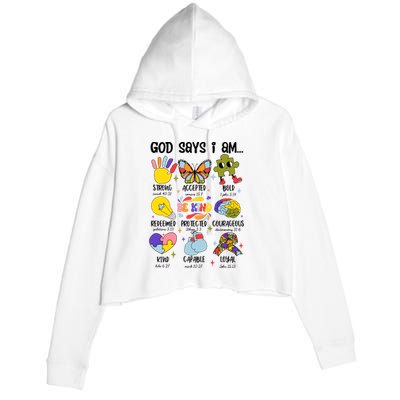 God Says I Am.. Christian Inspiration Retro Natural Infant Crop Fleece Hoodie