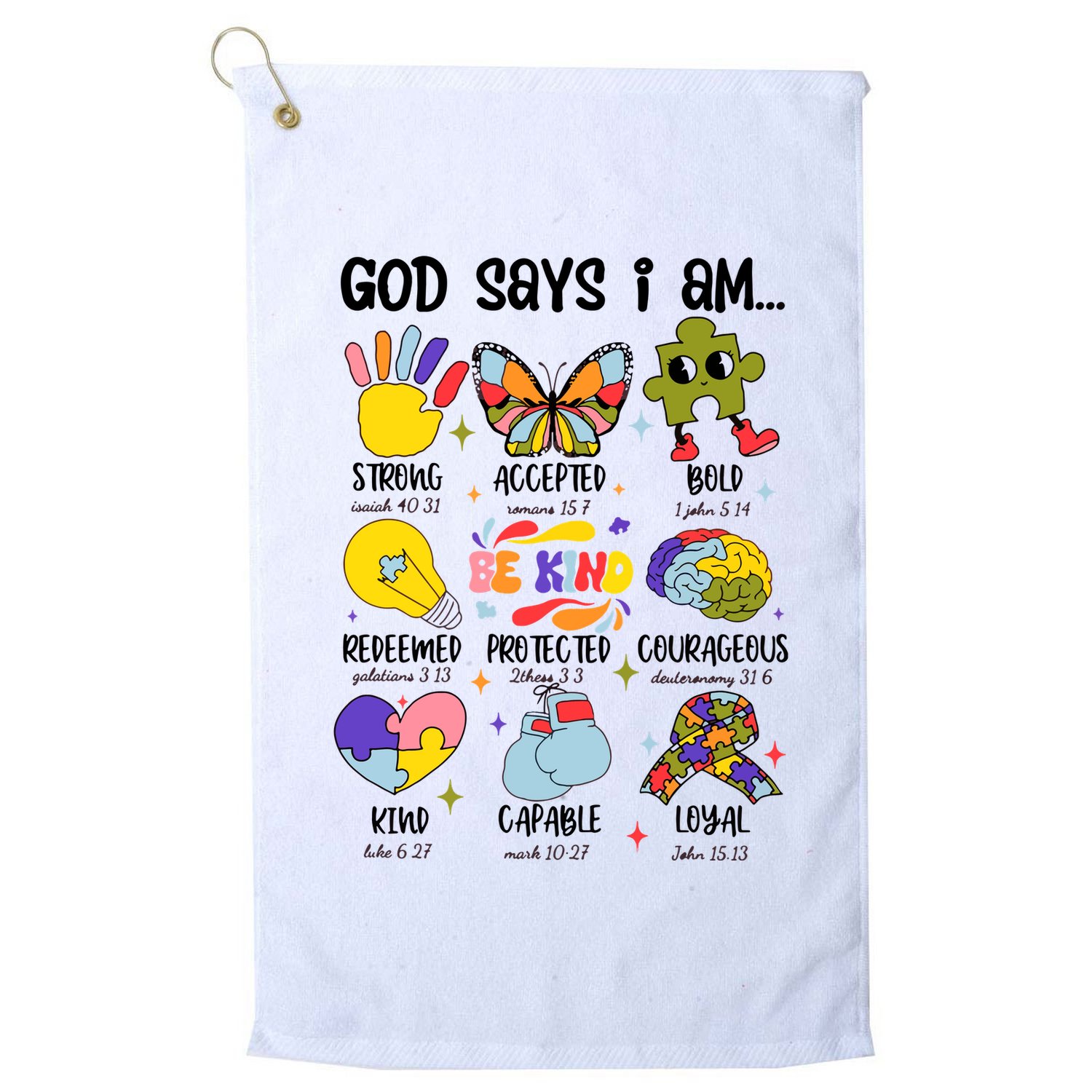 God Says I Am.. Christian Inspiration Retro Natural Infant Golf Towel