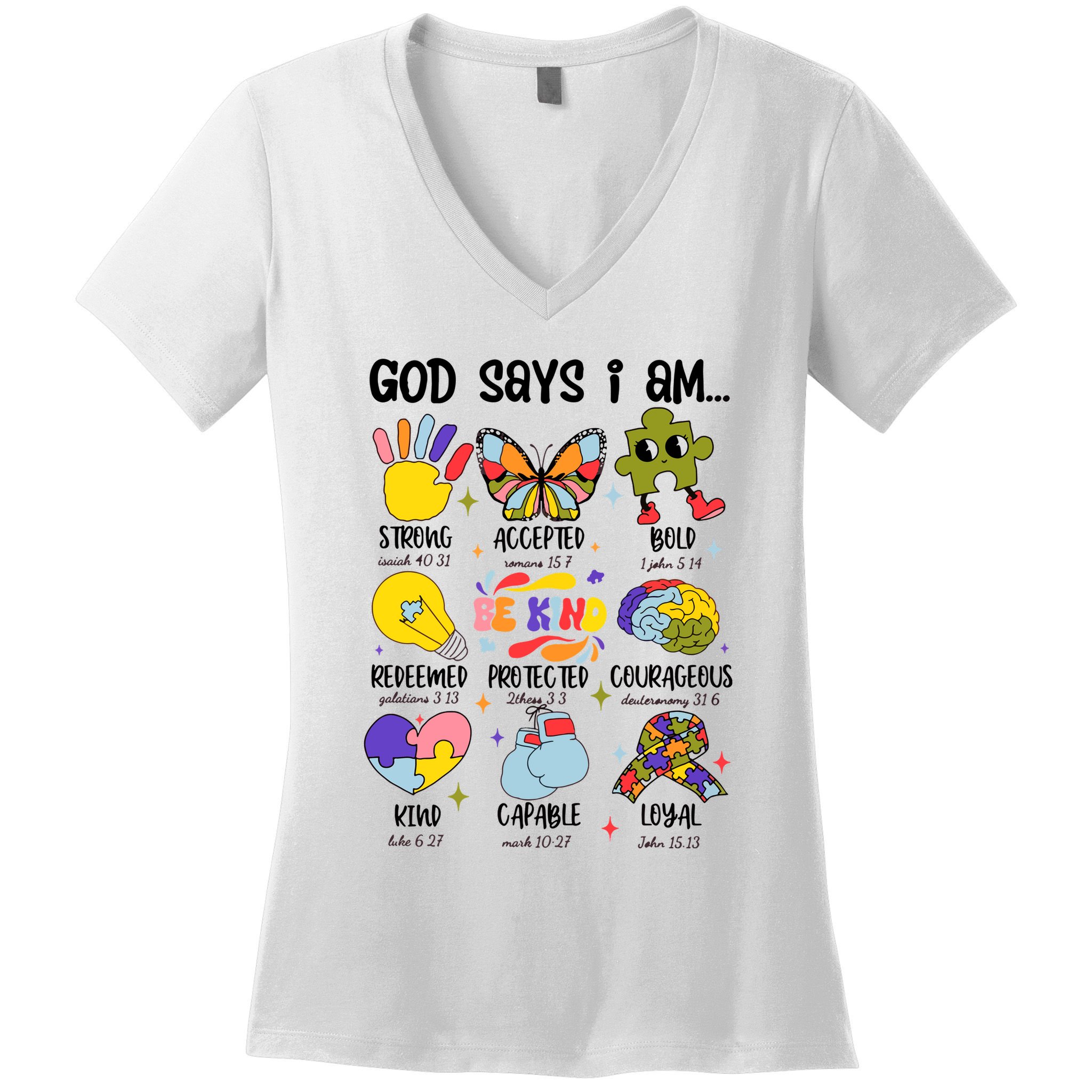 God Says I Am.. Christian Inspiration Retro Natural Infant Women's V-Neck T-Shirt