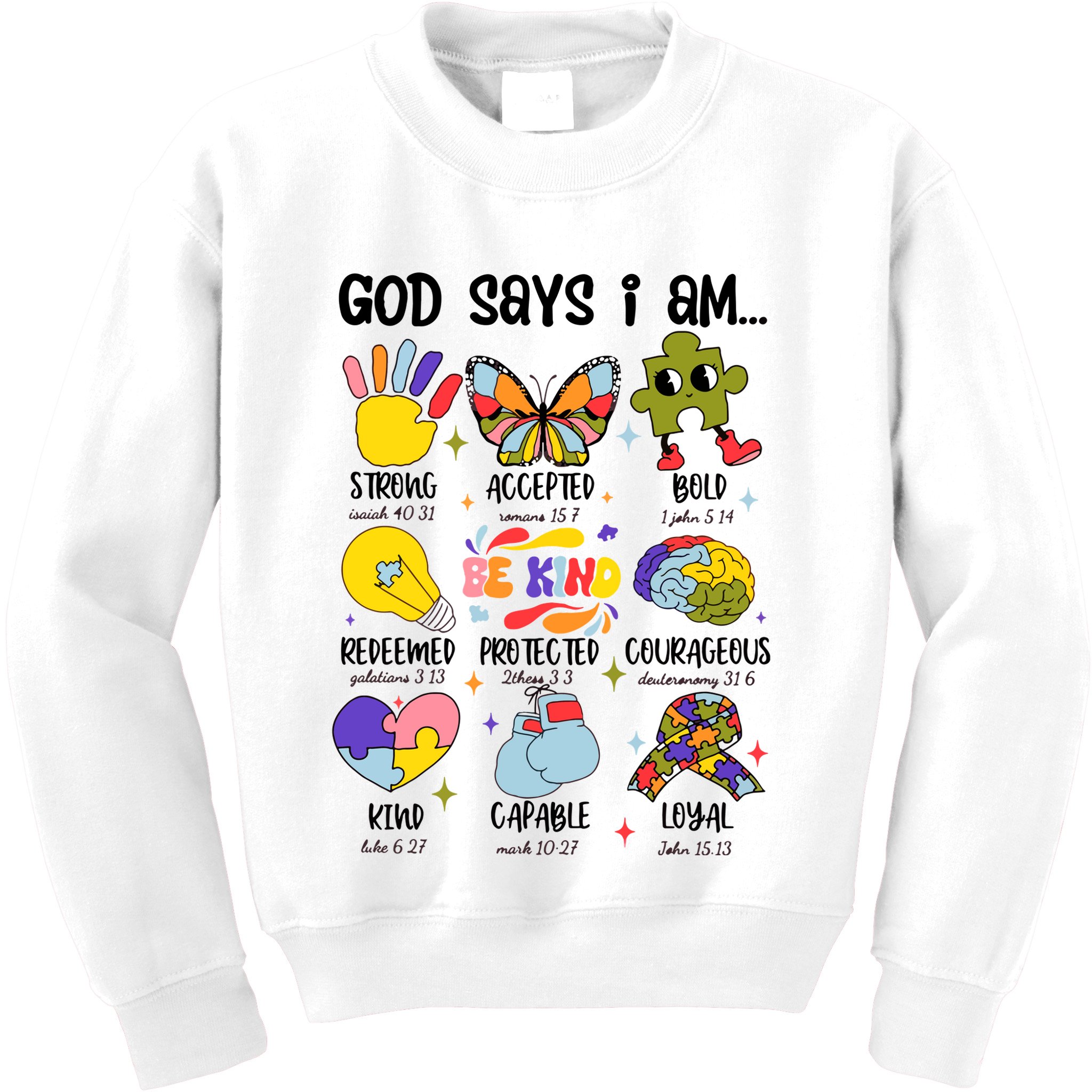 God Says I Am.. Christian Inspiration Retro Natural Infant Kids Sweatshirt