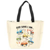 God Says I Am Construction Bible Verse Truck Zip Tote Bag