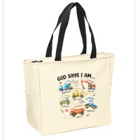 God Says I Am Construction Bible Verse Truck Zip Tote Bag
