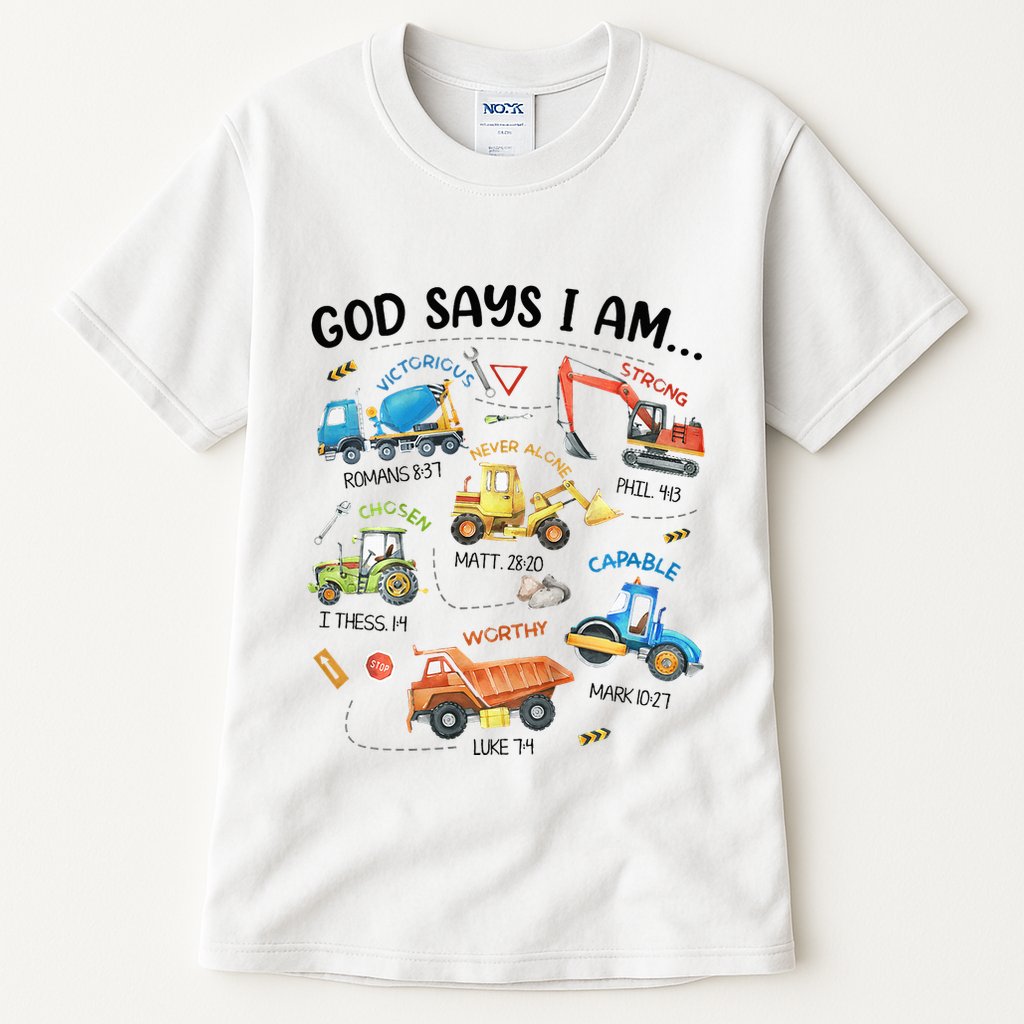 God Says I Am Construction Bible Verse Truck Tall T-Shirt