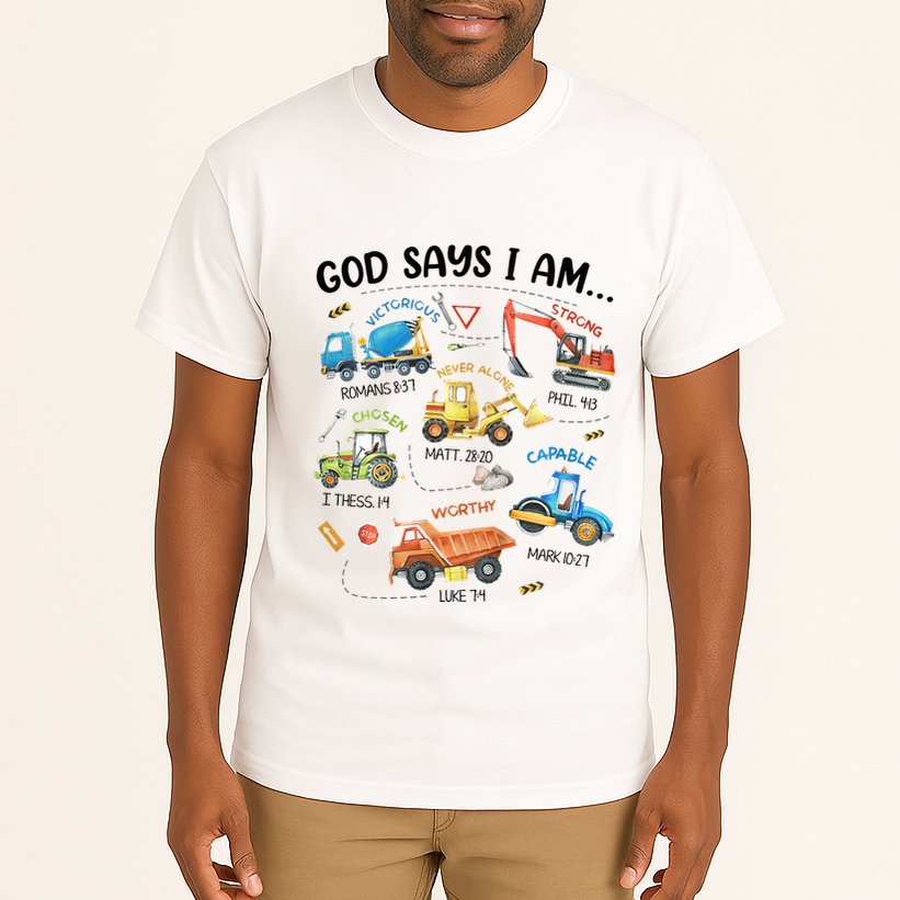 God Says I Am Construction Bible Verse Truck Tall T-Shirt