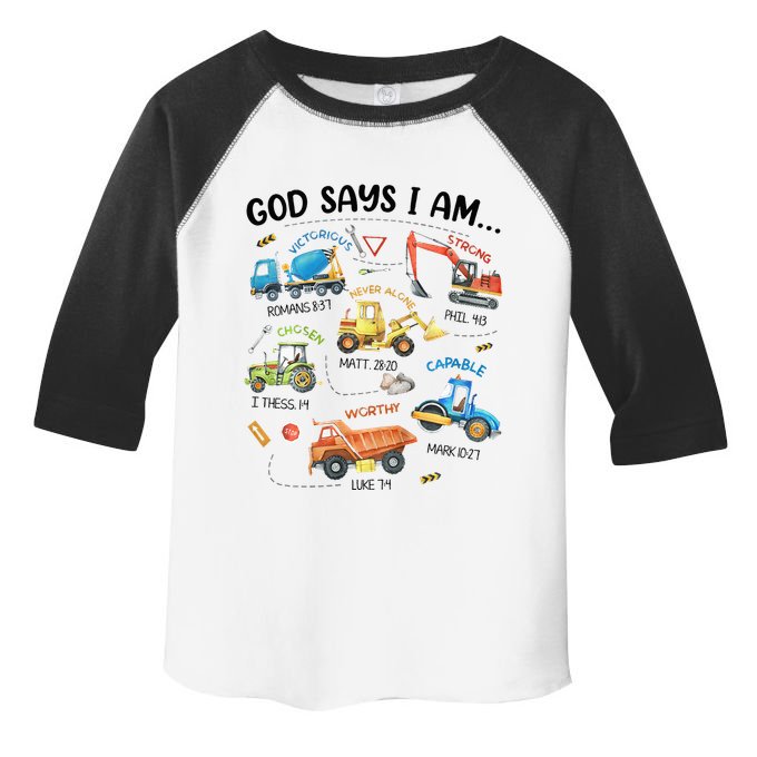 God Says I Am Construction Bible Verse Truck Toddler Fine Jersey T-Shirt