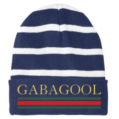 GABAGOOL Satirical Italian Slang Striped Beanie with Solid Band