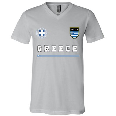 Greece Sportssoccer Jersey Flag Football Greek V-Neck T-Shirt