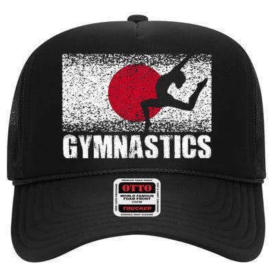 Gymnastics Sport Japan Flag Japanese Acrobatic Gymnast High Crown Mesh Back Trucker Hat