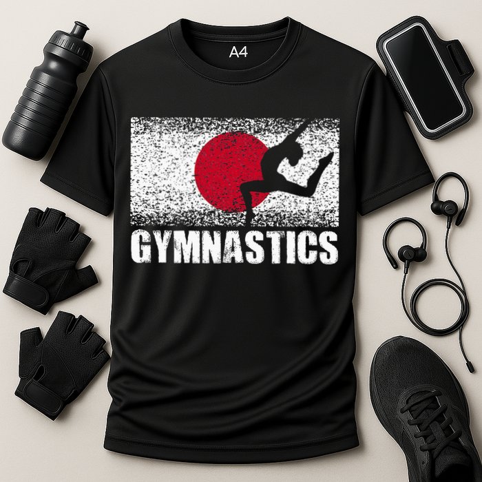 Gymnastics Sport Japan Flag Japanese Acrobatic Gymnast Cooling Performance Crew T-Shirt