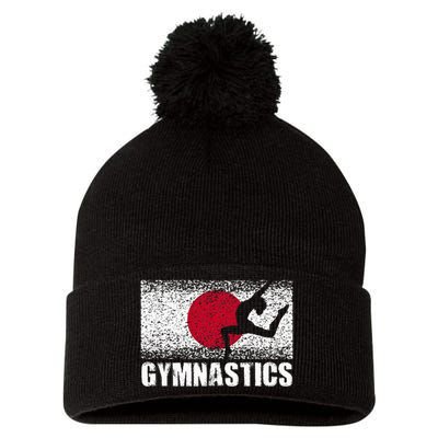 Gymnastics Sport Japan Flag Japanese Acrobatic Gymnast Pom Pom 12in Knit Beanie