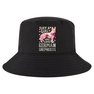 German Shepherd Just A Who Loves Dog Flower Floral Cool Comfort Performance Bucket Hat