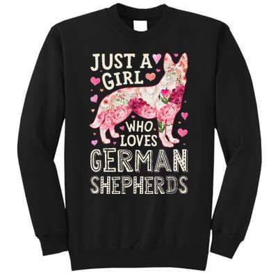 German Shepherd Just A Who Loves Dog Flower Floral Sweatshirt