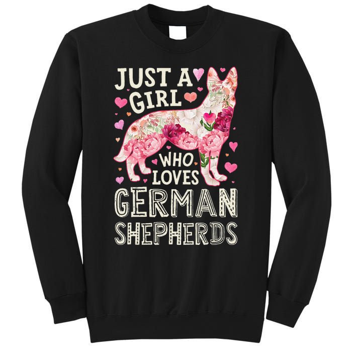 German Shepherd Just A Who Loves Dog Flower Floral Sweatshirt