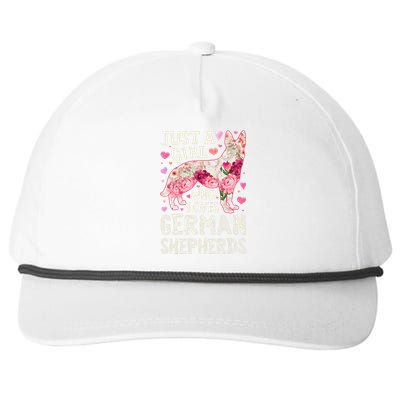 German Shepherd Just A Who Loves Dog Flower Floral Snapback Five-Panel Rope Hat