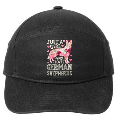 German Shepherd Just A Who Loves Dog Flower Floral 7-Panel Snapback Hat