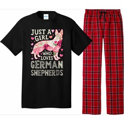 German Shepherd Just A Who Loves Dog Flower Floral Pajama Set