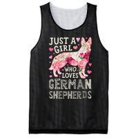 German Shepherd Just A Who Loves Dog Flower Floral Mesh Reversible Basketball Jersey Tank