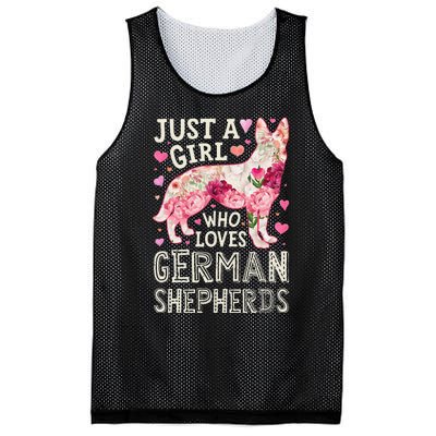 German Shepherd Just A Who Loves Dog Flower Floral Mesh Reversible Basketball Jersey Tank