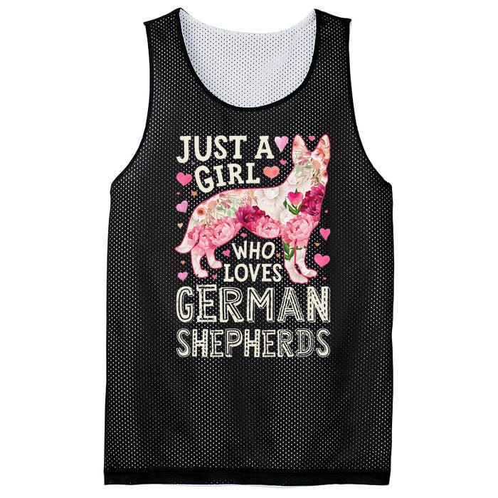 German Shepherd Just A Who Loves Dog Flower Floral Mesh Reversible Basketball Jersey Tank