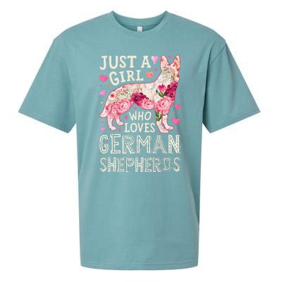 German Shepherd Just A Who Loves Dog Flower Floral Sueded Cloud Jersey T-Shirt